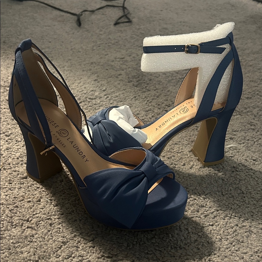 Chinese Laundry Navy Blue Ankle Strap Heels